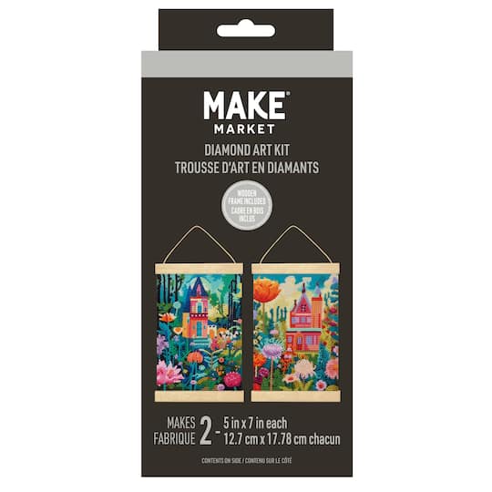 5" x 7" Castle Flowers Diamond Art Kit with Wooden Frames by Make Market®